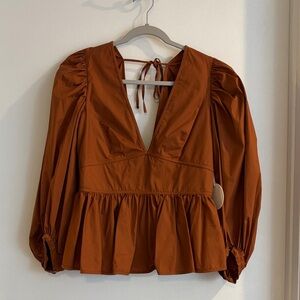 STAUD Luna Top   Peplum V-Neck Blouse - Women